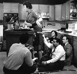 Child with assistants during taping at WGBH